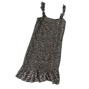 Black & White Ruched Summer Flower Dress ⚫⚪